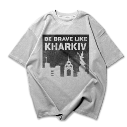 Футболка оверсайз Be brave like Kharkiv сіра