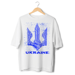 Футболка оверсайз біла Сині Хвилі України
