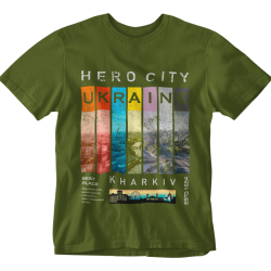 Футболка `Kharkiv Hero City` хакі