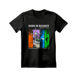 Футболка Born in Kharkiv Чорна